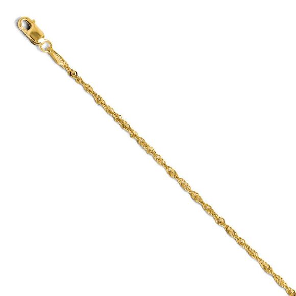 Black Bow Jewelry Co. Jewelry - 1.6mm 14k Yellow Gold Diamond Cut Singapore Chain Anklet, 10 Inch